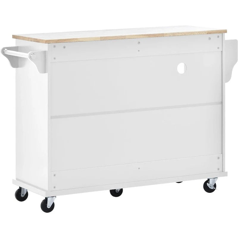 Desserte de cuisine à roulettes, Meuble de rangement, Plateau en bois massif