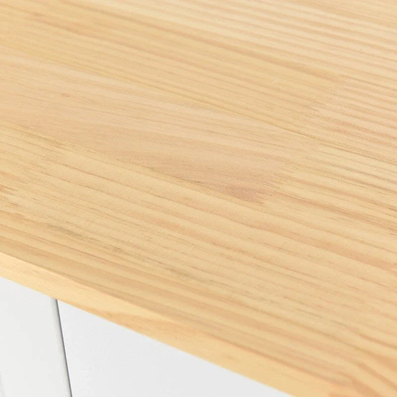 Îlot de cuisine mobile avec plateau en bois massif, 2 tiroirs et porte-serviettes, sur roulettes verrouillables