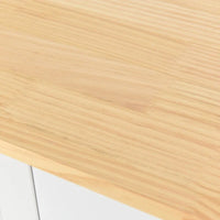 Îlot de cuisine mobile avec plateau en bois massif, 2 tiroirs et porte-serviettes, sur roulettes verrouillables