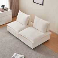 Fauteuil d'appoint sans accoudoirs, canapé une place avec pouf - design compact, assise gain de place pour salon et chambre