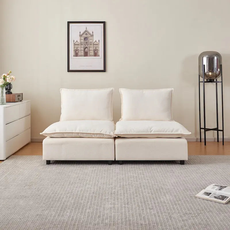 Fauteuil d'appoint sans accoudoirs, canapé simple avec ottoman - Design compact, siège peu encombrant pour salon, chambre à coucher
