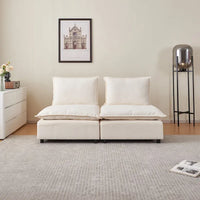 Fauteuil d'appoint sans accoudoirs, canapé une place avec pouf - design compact, assise gain de place pour salon et chambre