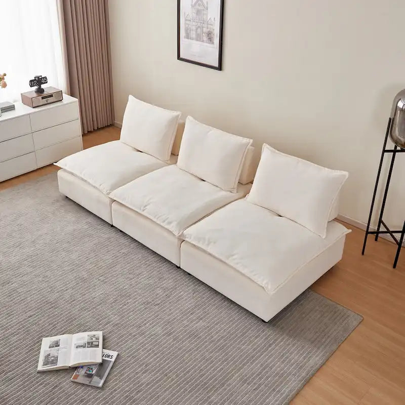 Fauteuil d'appoint sans accoudoirs, canapé simple avec ottoman - Design compact, siège peu encombrant pour salon, chambre à coucher