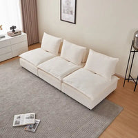 Fauteuil d'appoint sans accoudoirs, canapé une place avec pouf - design compact, assise gain de place pour salon et chambre