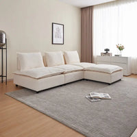 Fauteuil d'appoint sans accoudoirs, canapé une place avec pouf - design compact, assise gain de place pour salon et chambre
