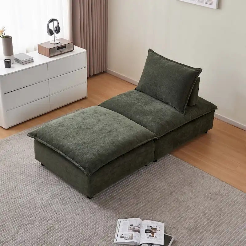 Fauteuil d'appoint sans accoudoirs, canapé simple avec ottoman - Design compact, siège peu encombrant pour salon, chambre à coucher