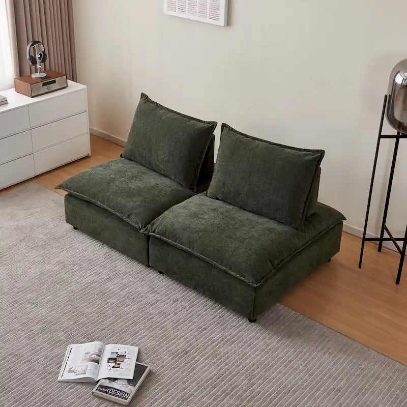 Fauteuil d'appoint sans accoudoirs, canapé simple avec ottoman - Design compact, siège peu encombrant pour salon, chambre à coucher