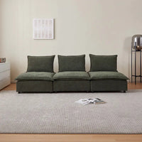 Fauteuil d'appoint sans accoudoirs, canapé une place avec pouf - design compact, assise gain de place pour salon et chambre