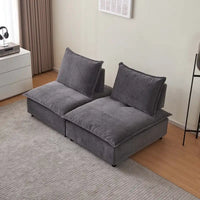 Fauteuil d'appoint sans accoudoirs, canapé une place avec pouf - design compact, assise gain de place pour salon et chambre