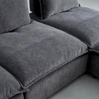 Fauteuil d'appoint sans accoudoirs, canapé une place avec pouf - design compact, assise gain de place pour salon et chambre