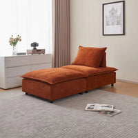 Fauteuil d'appoint sans accoudoirs, canapé une place avec pouf - design compact, assise gain de place pour salon et chambre