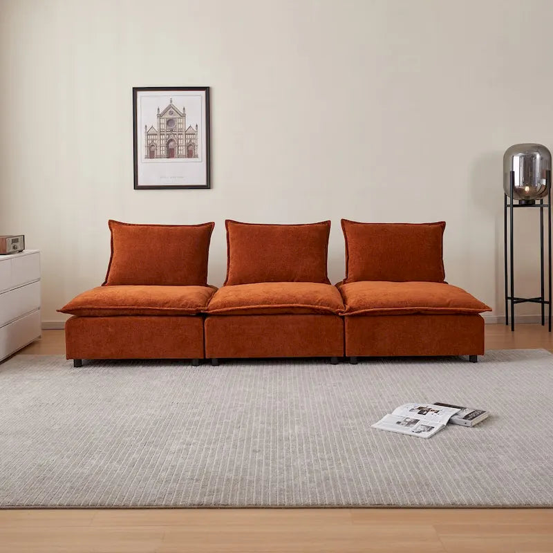 Fauteuil d'appoint sans accoudoirs, canapé simple avec ottoman - Design compact, siège peu encombrant pour salon, chambre à coucher