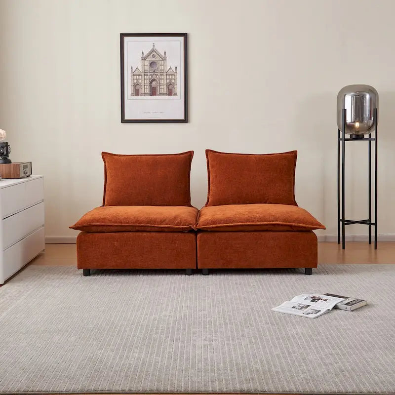 Fauteuil d'appoint sans accoudoirs, canapé simple avec ottoman - Design compact, siège peu encombrant pour salon, chambre à coucher