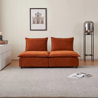 Fauteuil d'appoint sans accoudoirs, canapé une place avec pouf - design compact, assise gain de place pour salon et chambre