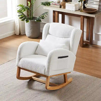 Fauteuil à bascule d'appoint moderne à dossier haut pour salon, deux poches latérales