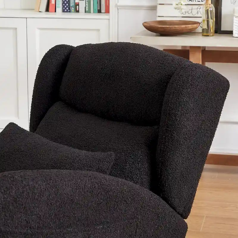 Fauteuil à bascule d'appoint moderne à dossier haut pour salon, deux poches latérales
