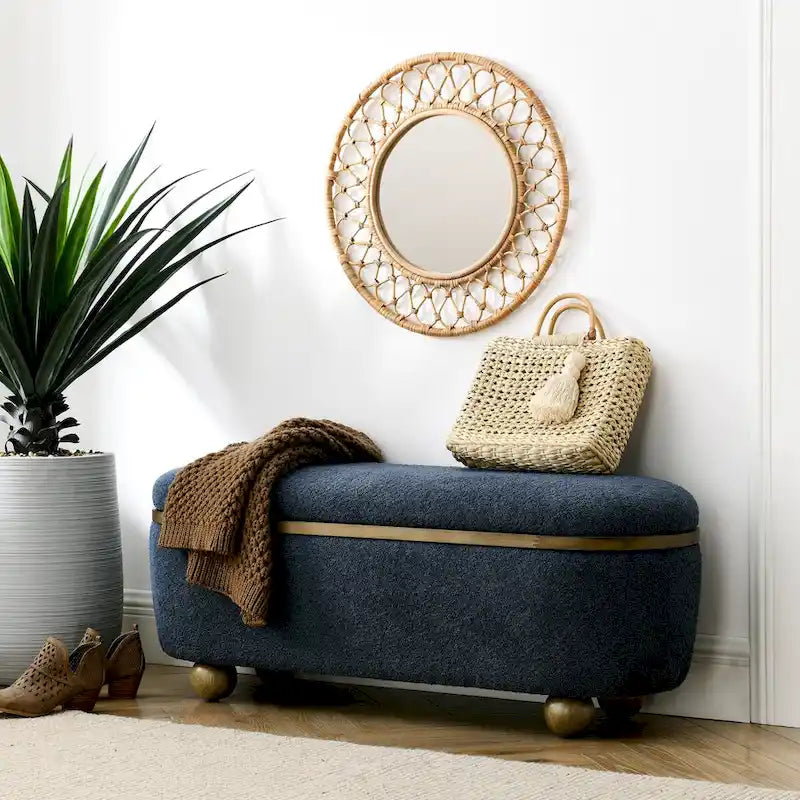 Banc ottoman de rangement, banc ottoman de pied de lit rembourré avec rangement et assise, grand banc de rangement pour couvertures