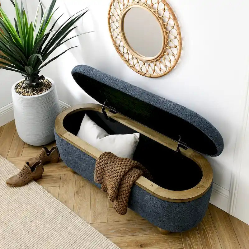 Banc ottoman de rangement, banc ottoman de pied de lit rembourré avec rangement et assise, grand banc de rangement pour couvertures