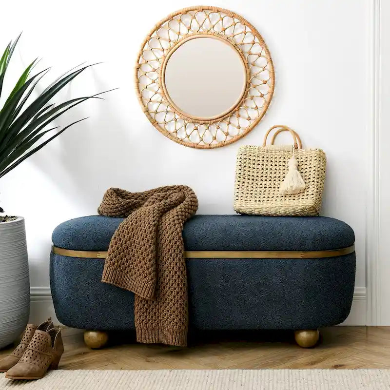 Banc ottoman de rangement, banc ottoman de pied de lit rembourré avec rangement et assise, grand banc de rangement pour couvertures