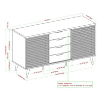 Meuble de rangement moderne avec buffet, meuble TV, 4 tiroirs et 2 portes coulissantes de 150 cm
