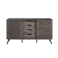 Meuble de rangement moderne avec buffet, meuble TV, 4 tiroirs et 2 portes coulissantes de 150 cm