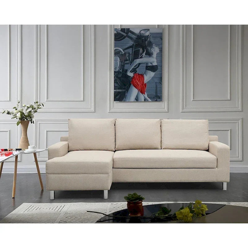 US Pride Furniture Hampton Canapé-lit sectionnel en lin orienté à gauche