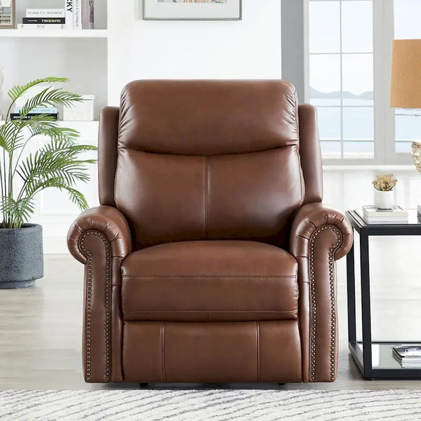 Hydeline Royce Fauteuil inclinable en cuir pleine fleur à gravité zéro avec inclinaison électrique et appui-tête