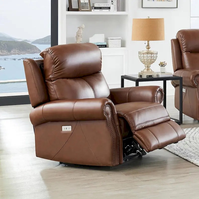 Hydeline Royce Fauteuil inclinable en cuir pleine fleur à gravité zéro avec inclinaison électrique et appui-tête