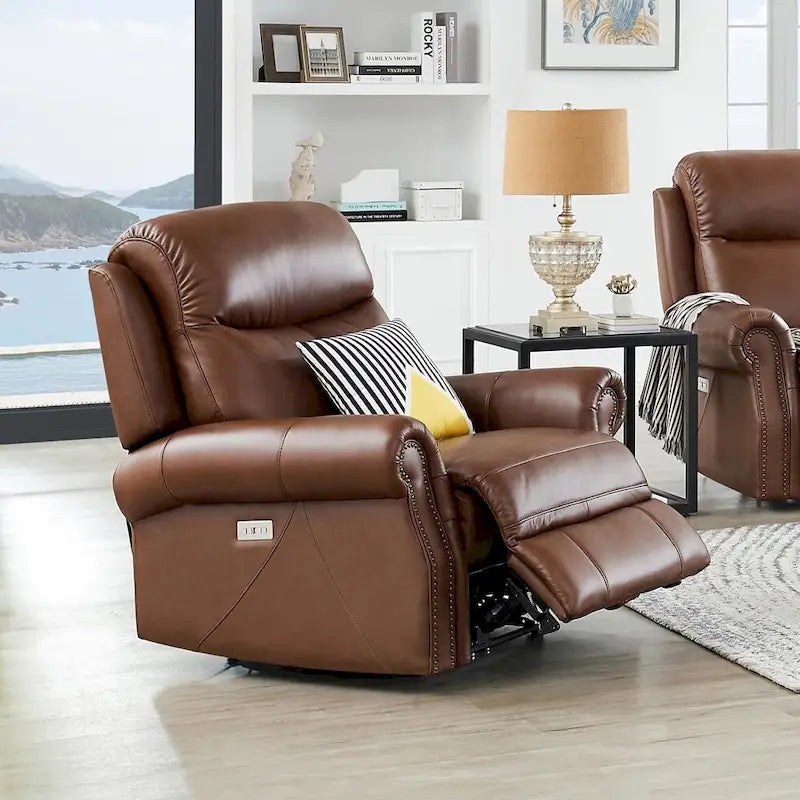 Hydeline Royce Fauteuil inclinable en cuir pleine fleur à gravité zéro avec inclinaison électrique et appui-tête