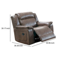 Fauteuil inclinable manuel en tissu avec accoudoirs matelassés, marron