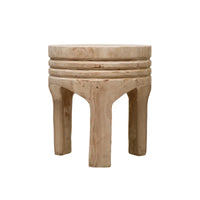 Tabouret sculpté en bois de paulownia