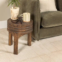 Tabouret sculpté en bois de paulownia