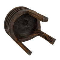 Tabouret sculpté en bois de paulownia