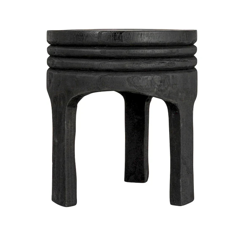 Tabouret sculpté en bois de paulownia