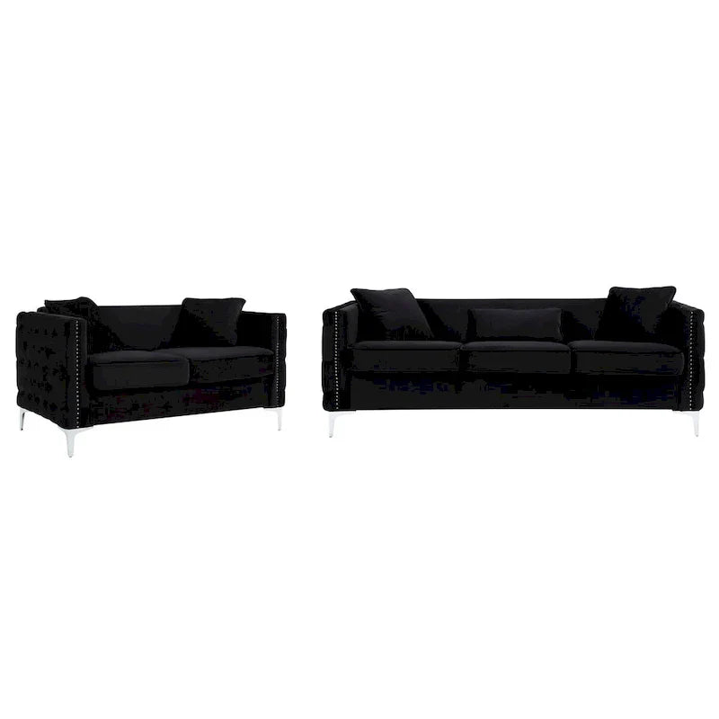 Ensemble Salon en Velours Noir