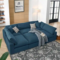 Commix Canapé sectionnel 6 pièces garni de duvet ultra-rembourré
