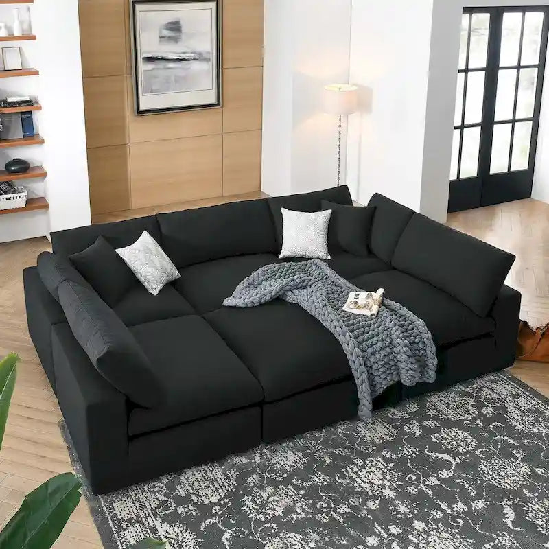 Commix Canapé sectionnel 6 pièces garni de duvet ultra-rembourré