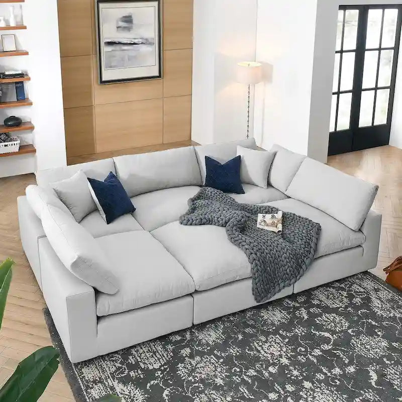 Commix Canapé sectionnel 6 pièces garni de duvet ultra-rembourré