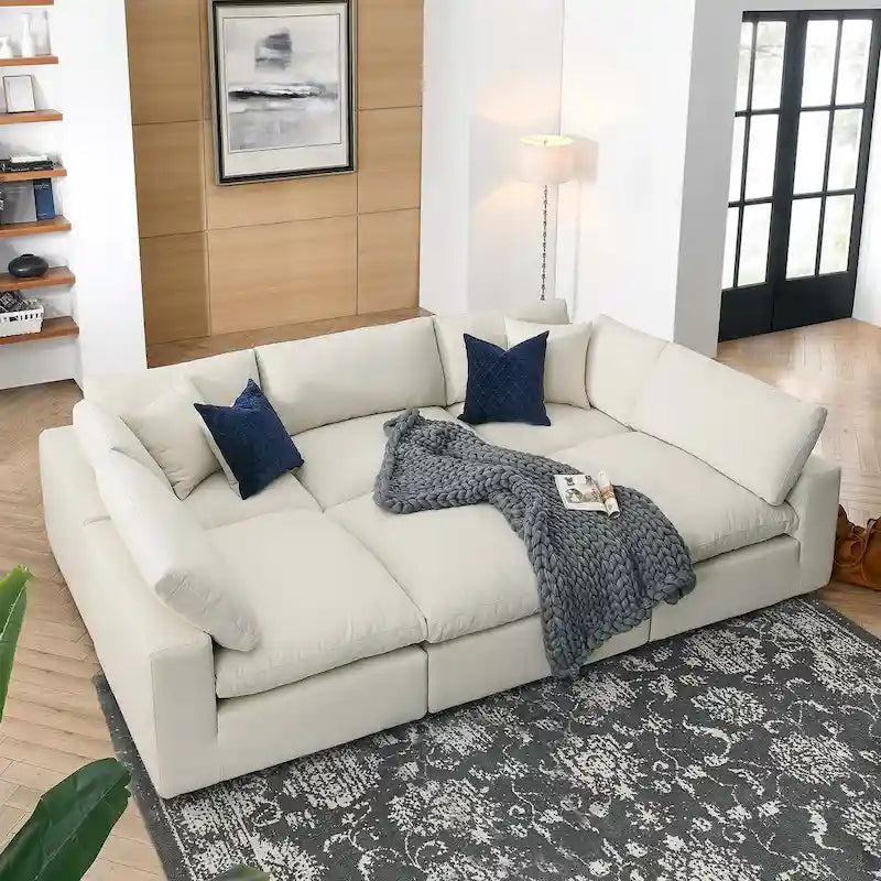 Commix Canapé sectionnel 6 pièces garni de duvet ultra-rembourré