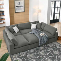 Commix Canapé sectionnel 6 pièces garni de duvet ultra-rembourré