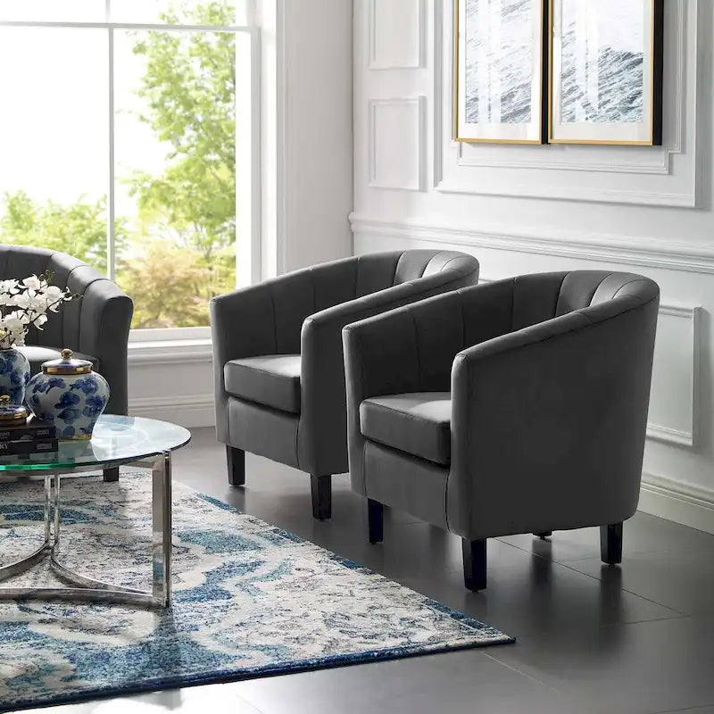 Fauteuil en velours capitonné Silver Orchid Streitmann (Lot de 2)