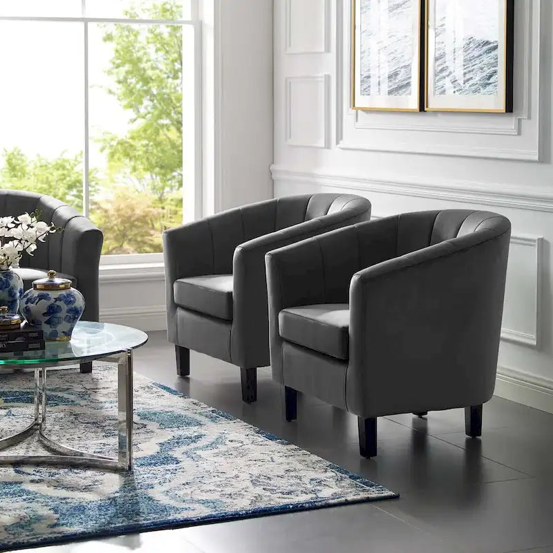 Fauteuil en velours capitonné Silver Orchid Streitmann (Lot de 2)