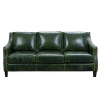 Ensemble Canapé Essex et Deux Fauteuils en Cuir Pleine Fleur Vert Vieilli