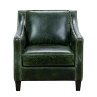 Ensemble Canapé Essex et Deux Fauteuils en Cuir Pleine Fleur Vert Vieilli