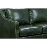 Ensemble Canapé Essex et Deux Fauteuils en Cuir Pleine Fleur Vert Vieilli