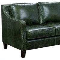 Ensemble Canapé Essex et Deux Fauteuils en Cuir Pleine Fleur Vert Vieilli