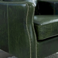 Ensemble Canapé Essex et Deux Fauteuils en Cuir Pleine Fleur Vert Vieilli