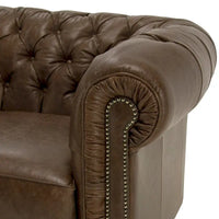 Canapé Chesterfield en cuir marron vieilli Hancock touffeté