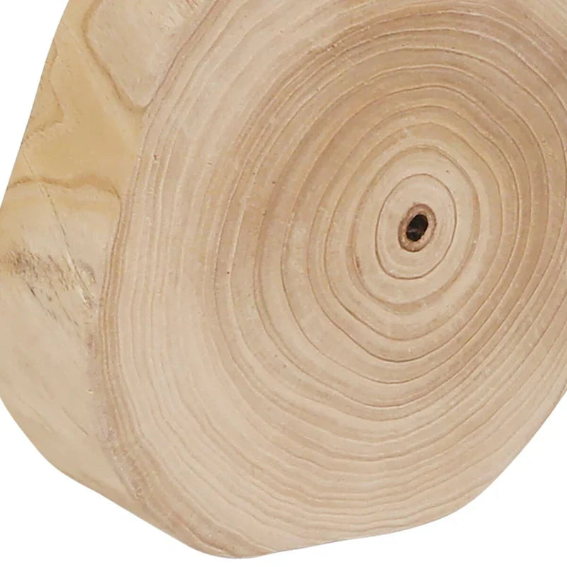 Tabouret en bois de 16 po avec plateau rond à bord vif et repose-pieds triangulaire, finition naturelle. Parfait pour un supplément de