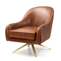 Fauteuil Club Pivotant en Cuir PU, Fauteuil de Salon, Fauteuil d'Appoint Rembourré